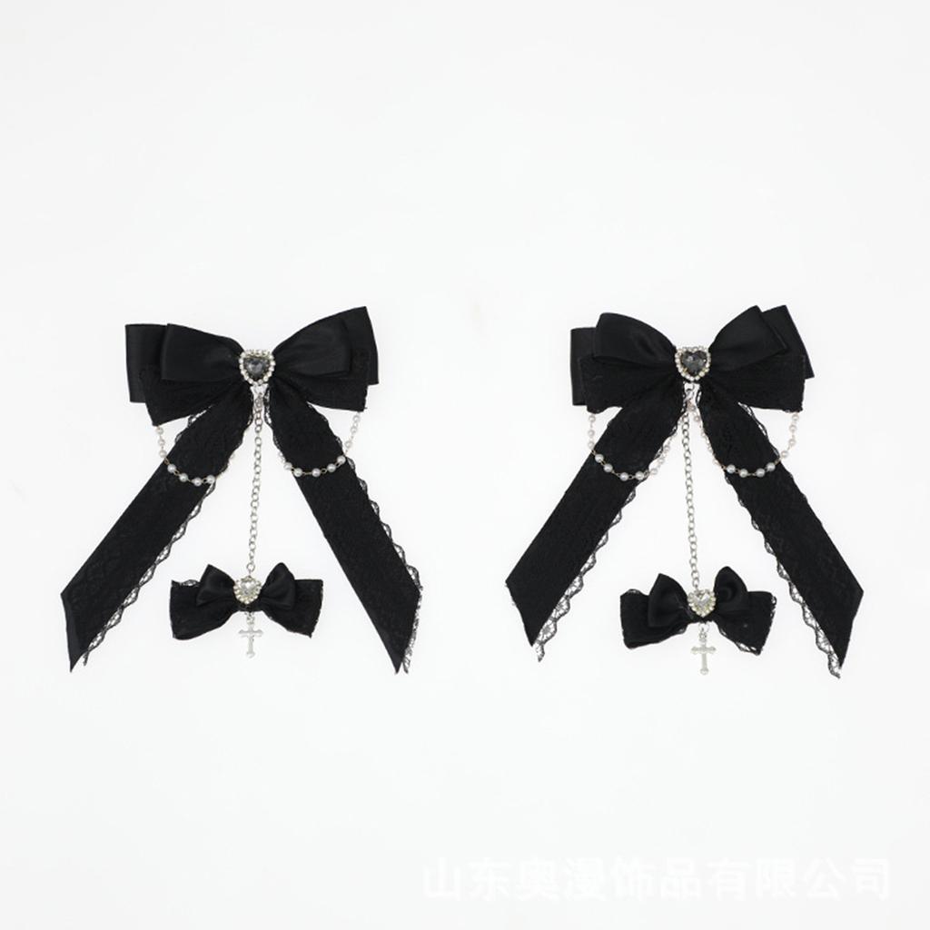 2000s Hair Clip for Halloween Gothic Lace Bowknot Hair Clip for Theme Event Anime Maid Barrettes Hair Holder for Cosplay