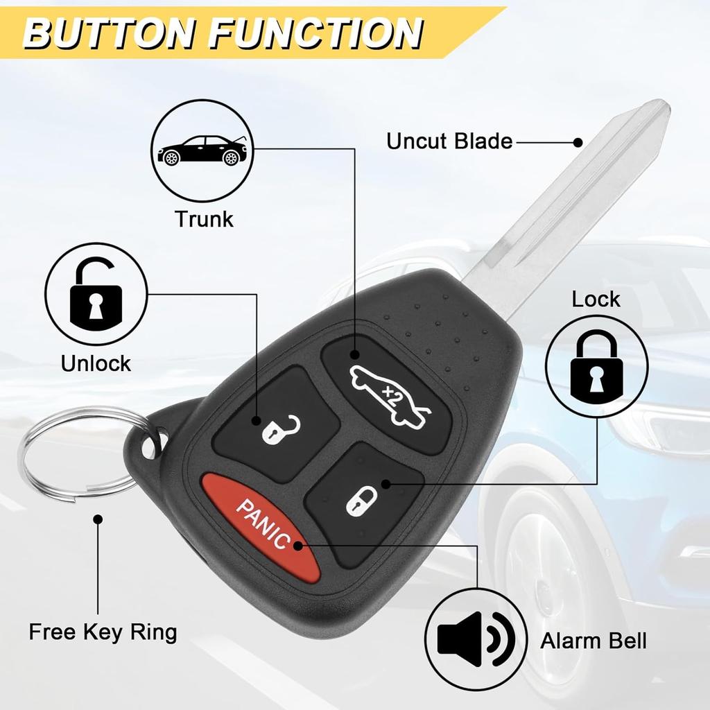 Key Fob Replacement For 2005-2007 Chrysler 300 & Grand Cherokee/ 07-09 Aspen& Durango/ 06-07 Dodge Charger Commander/ 05-07 Magnum Car Keyless Entry