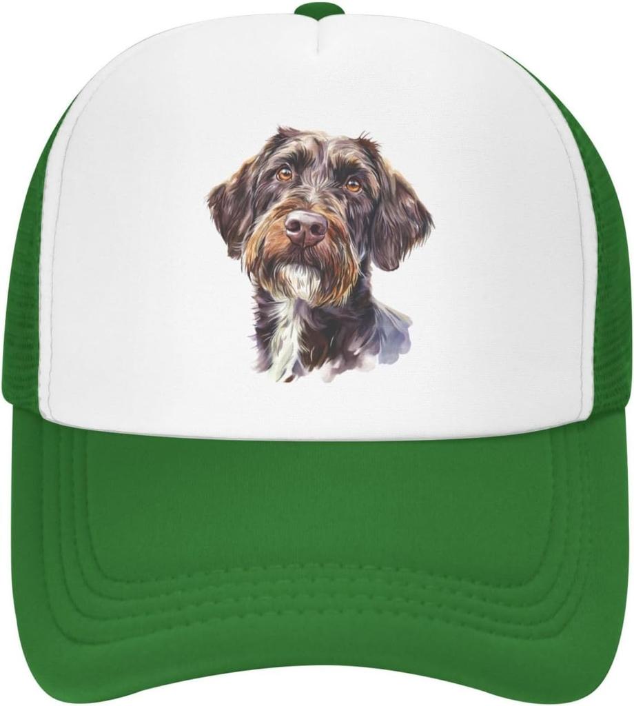 Drahthaariger Vorstehhund Griffon Hunde-Aquarell-Druck Mesh Trucker-Kappe Verstellbare Baseballkappe Lässige Snapback für Männer Frauen