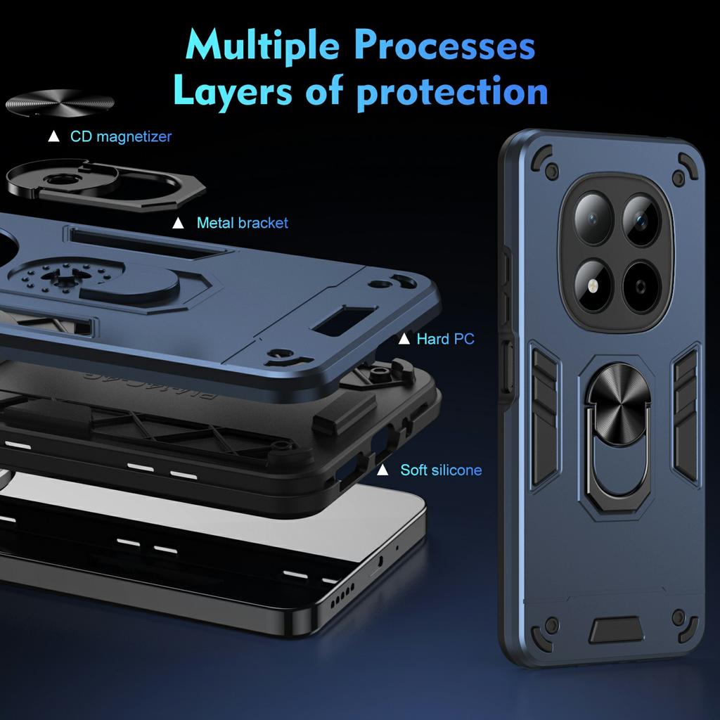 For Xiaomi Redmi Note 15 Pro 5G (Global) Case PC + TPU Drop Defend Phone Cover with Ring Kickstand
