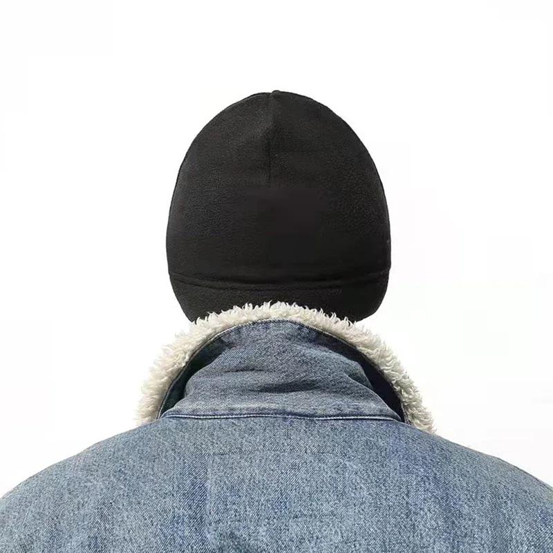 Motorcycle Winter Warm Thermal Fleece Hats Wide-Brim Fleece Skiing Motorcycle Riding Hat Windproof Outdoor Cycling Headgear Cap