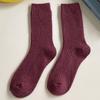 Damen Baumwolle Lockere Socken Herbst Winter Stricken Einfarbige Lange Schwarz Rosa Koreanische Japanische Schülerinnen Winterstrümpfe Retro