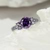 Huitan Charming Purple CZ Rings Bridal Wedding Accessories Silver Color Women Rings Anniversary Gift Temperament Lady