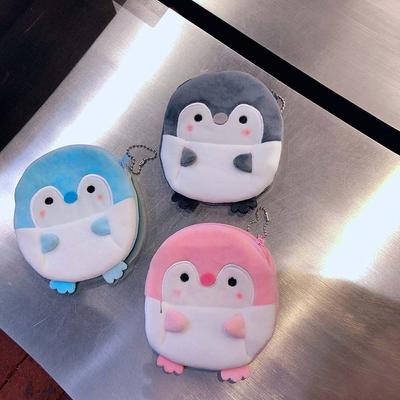 Casual Ladies Gift Key Bag With Keychain Penguin Mini Wallet Coin Bag Earphone Bag Coin Purse