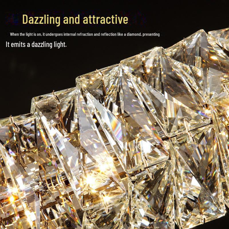 Modern Crystal Chandelier: Sleek Light for Dining Room Table or Bar