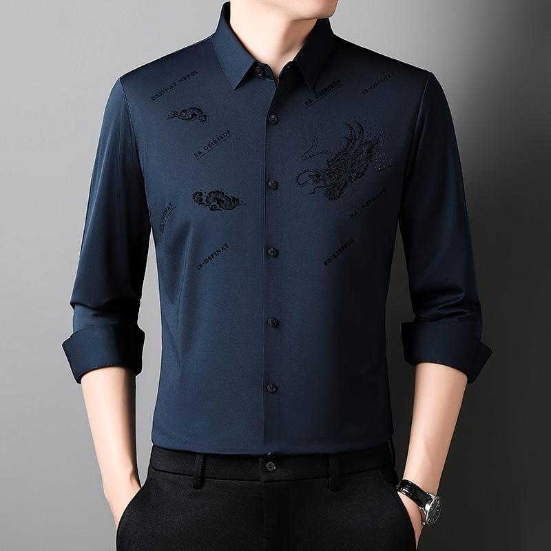 Spring New Year of The Dragon Seamless Shirt Men's Business Casual Shirt Top