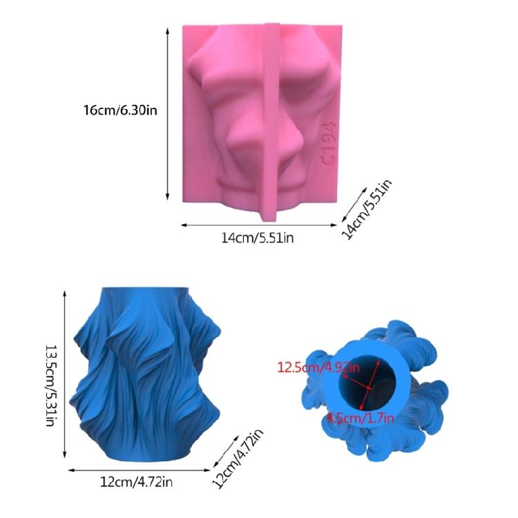 Flower Pot Mold Silicone Succulent Flowerpot Plant Vintage Mould Concrete Cement
