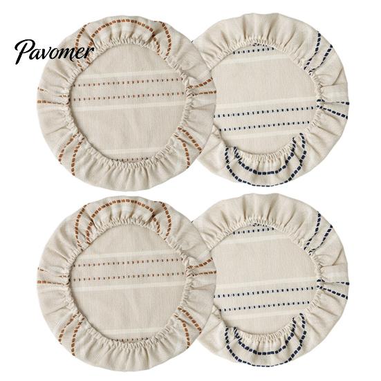 Natural Linen Food Covers for Fruits And Vegetables Sourdough Jars Covers, Reusable Elastic Bowl Retro Striped Eco Conscious Preservation Supplies