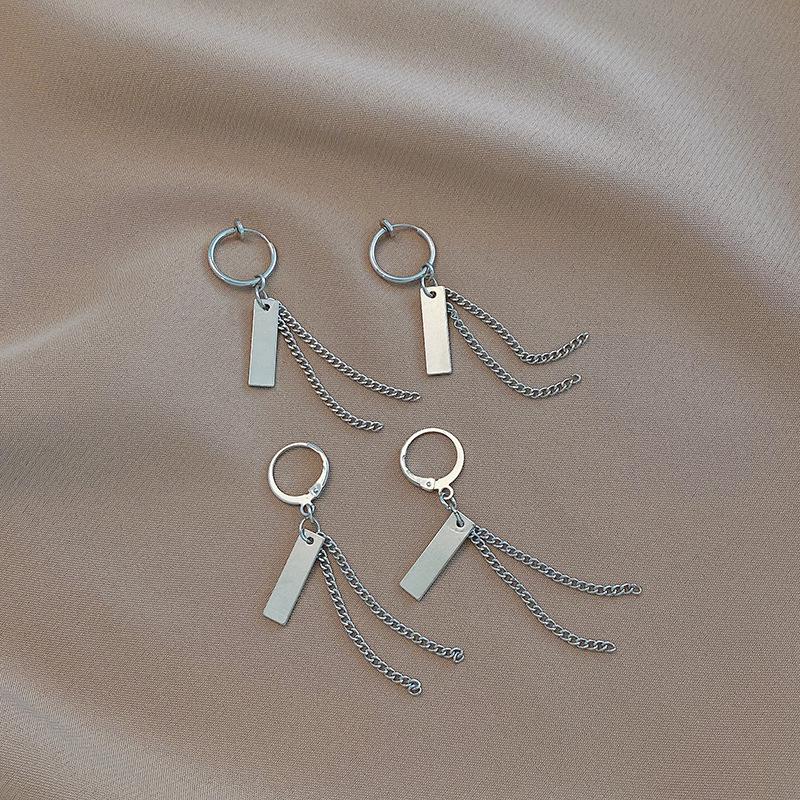 Women's Hip-Hop Long Chain Earrings: Non-Pierced Cold Style Hoops