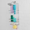 Premium Hanging Shower Caddy 2 Shelves Rust Resistant Soap Tray Over Showerhead Storage Non Slip Collar Suction Cups Hooks