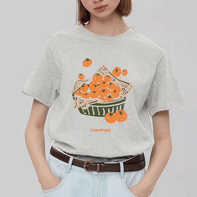 Light Gray Short Sleeve T-shirt for Women 2025 New Arrival Summer Loose Pure Cotton Easiest for Match Casual American Heavy Weight Half Sleeve Fashion