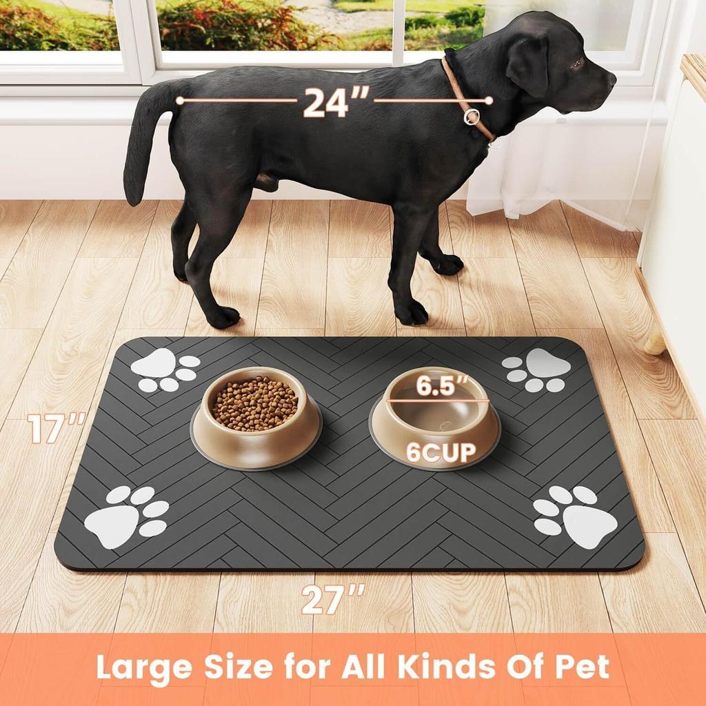 Pet Feeding Mat-Absorbent Pet Placemat for Food and Water Bowl, with Waterproof Rubber Backing, Quick Dry Water Dispenser Mat for Dog and Cat