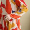 DIMANAF Nuovo 2025 Donna Taglie Forti Primavera Abito Lungo Morbido Base Vintage Oversize Manica Lunga Maxi Floreale