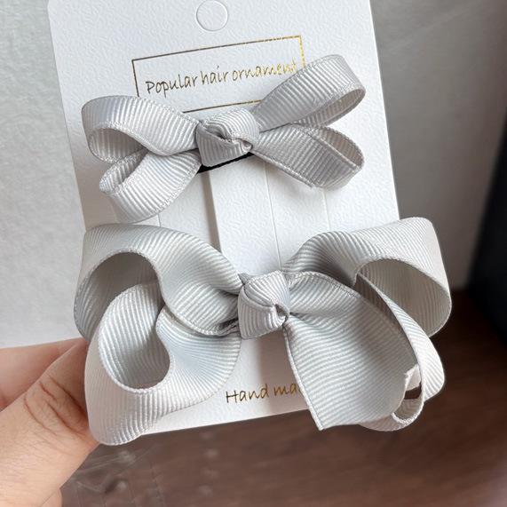 Girls' Multi-Color Flower Bow Hair Clip Set with Ribbed Band