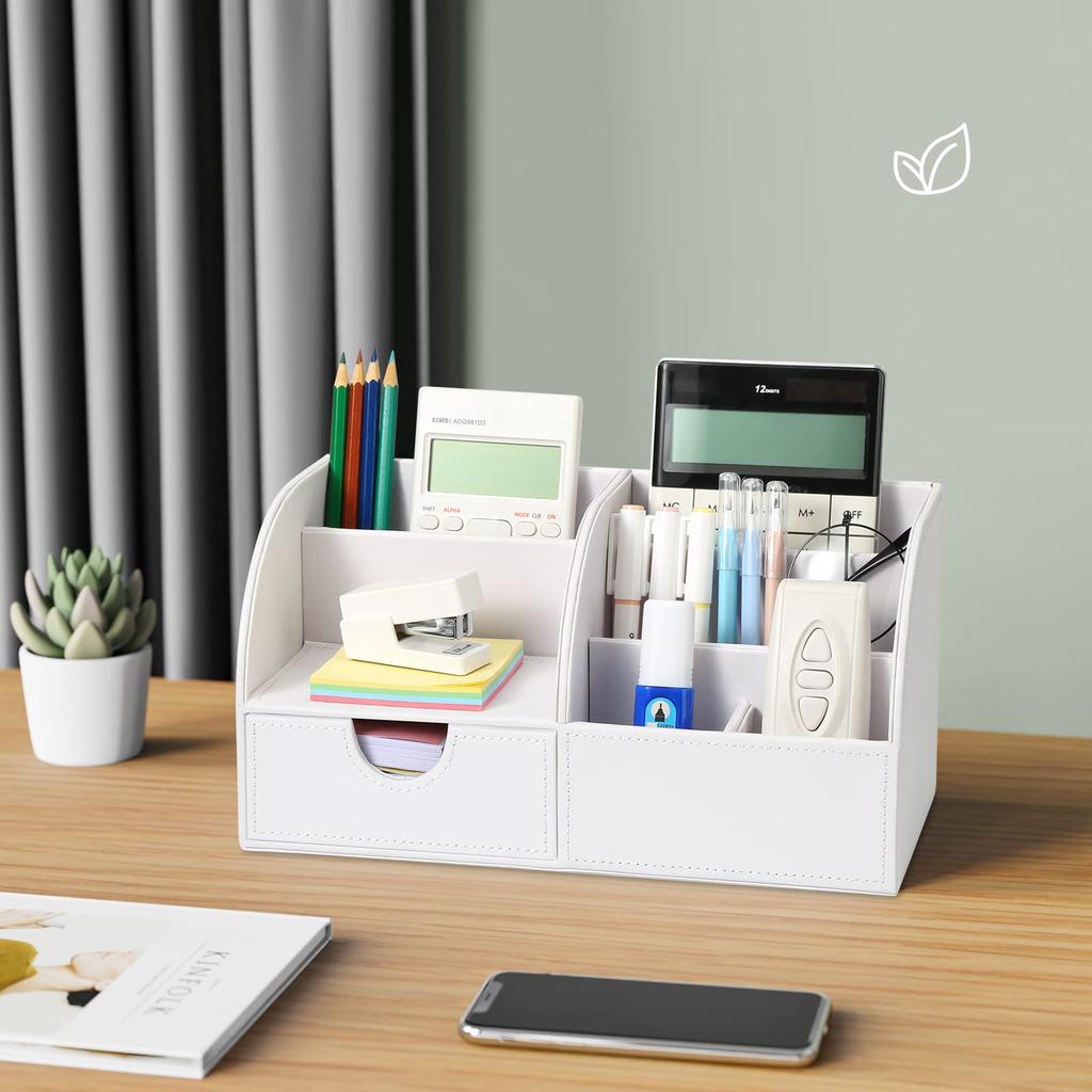 Richblue Desktop Storage Pen PU Leather Storage Desk Remote Control Small Item Storage Pen Accessory Case for Remote and Small Perfect for Home or