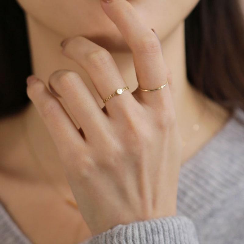 JUDY ȘI PAUL [AUR 14K] Inel Minunat cu Punct Mic În Formă de Inimă, Aur Galben