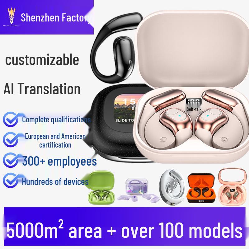 Private Mold Wireless Earbuds: Non-In-Ear, Low Latency, Long Battery Life, AI Translation, Hanging Ear Design