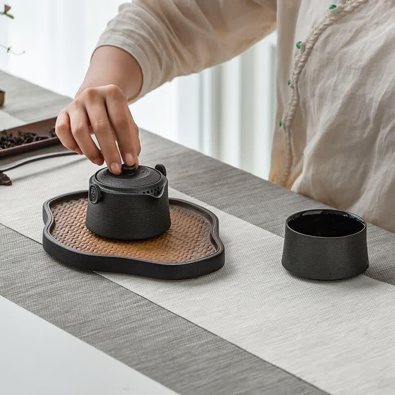 Edenus Coarse Pottery Quick Tea Set - Star Sand Glaze