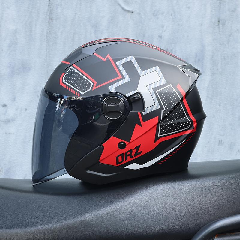 Orz-705-Retro Half Helmet Men's and Women's Four Seasons Dual Lens Electric Bicycle Helmet Pedal Universal Coverage Helmet