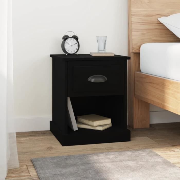 VidaXL Table de chevet noir 39x39x47,5 cm bois d’ingénierie 816130