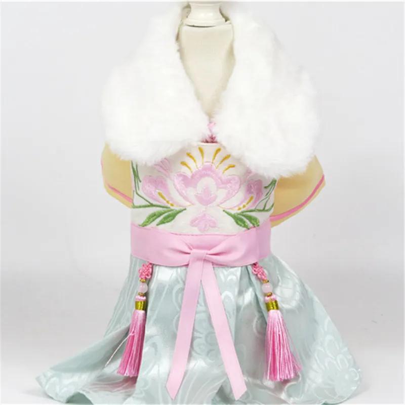 

Chinese New Year Dog Dress Winter Pet Clothes Dog Tang Suit Cheongsam Cat Puppy Costume Skirt Wedding Dresses Small Dog Outfit XXL жовтий