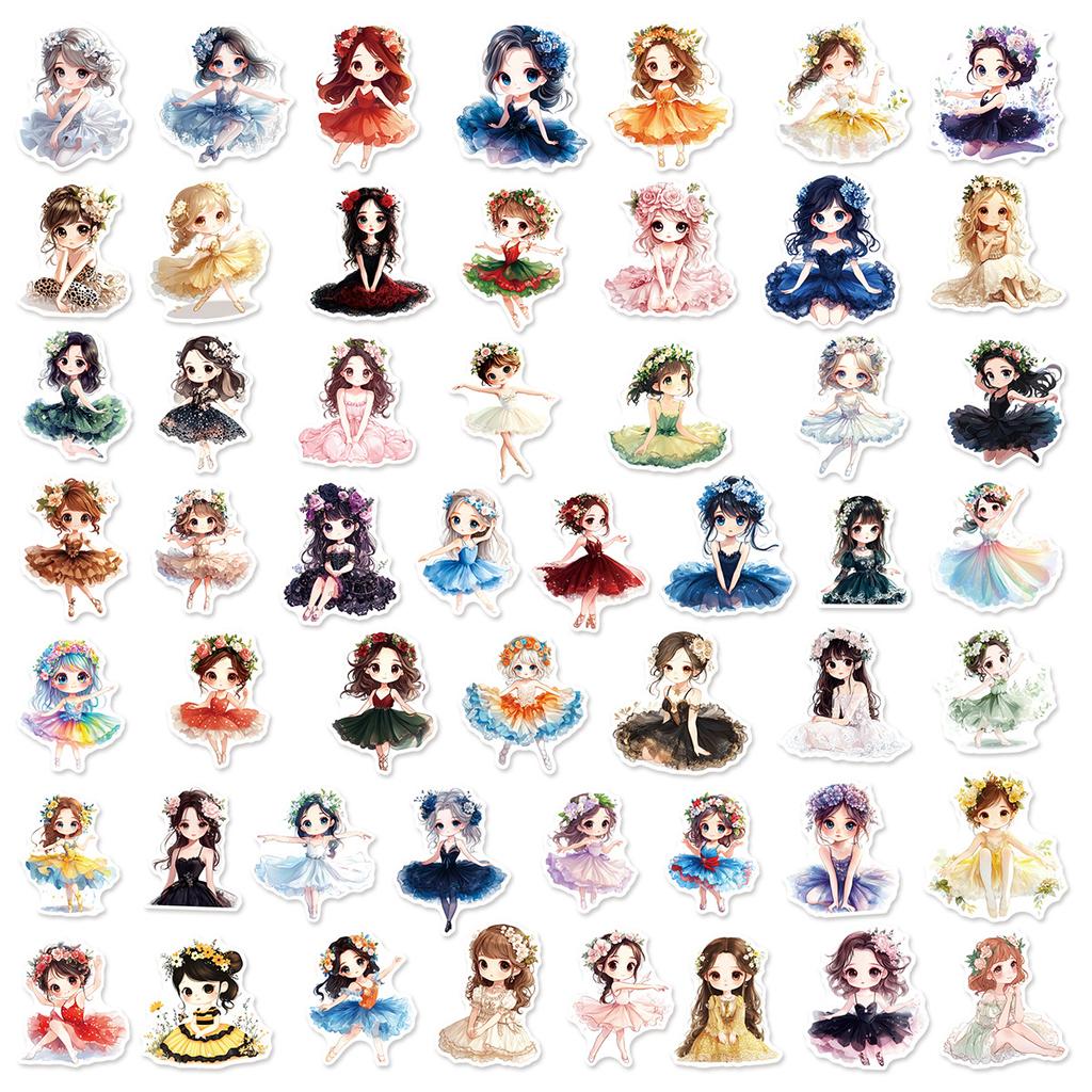 50/100 Pcs High Value Ballet Doodle Stickers Eco-Friendly for Notebook Phone Case Diary Helmet Skate Desk Bicycle Decals