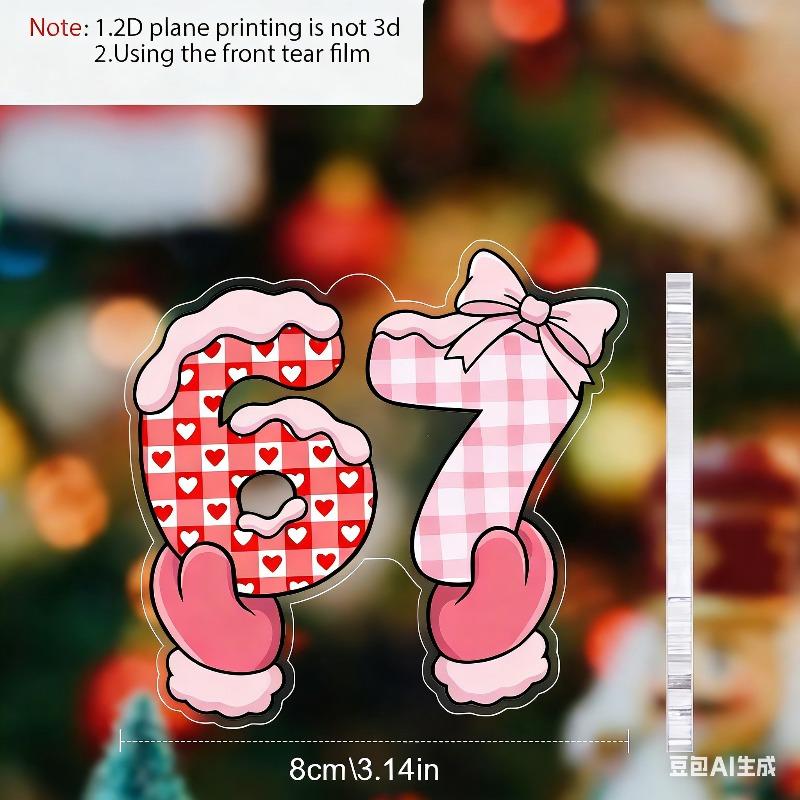 2D Flat 67 Number Acrylic Couple Symbol Decoration Sign, Valentine's Day Gift, Suitable for Wall Decoration, Porch, Room, Villa, Accents Home, Hallway