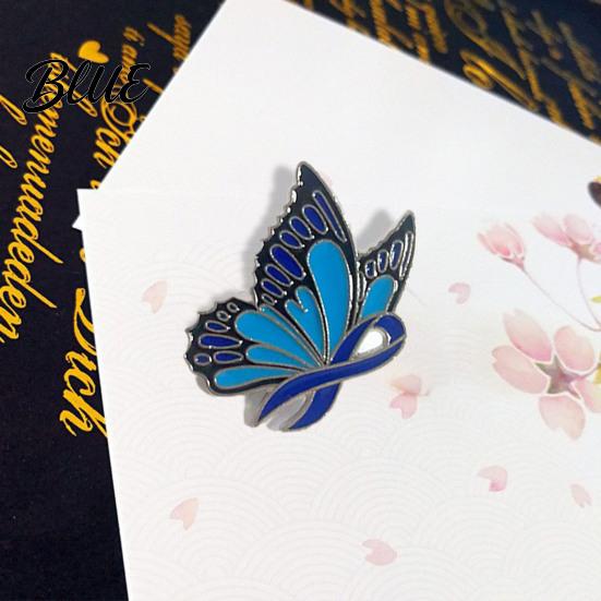Cardigan Brooch Women Enamel Butterfly Design Healing Ribbon Pin Dripping
