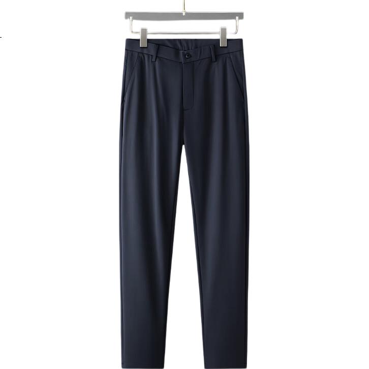 FIRS High Elasticity Milk Fiber Men's Pants Autumn Winter Thickened Business Casual Trousers Navy Blue 30