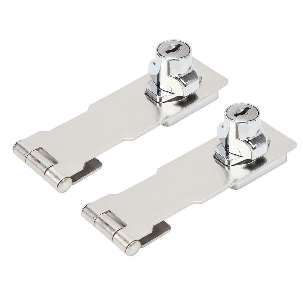 2PCS Keyed Hasp Locks 201 Stainless Steel Zinc Alloy Twist Knob Catch Latch Safety Lock for Cabinets Doors Silver