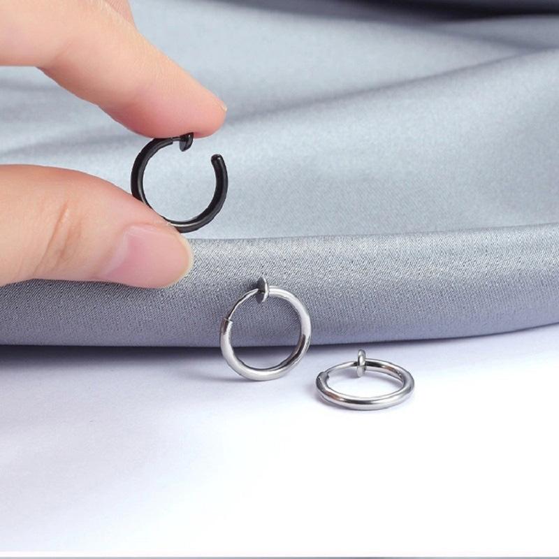 1 Pair Round Spring Ear Clip Earrings For Men/Women Stainless Steel Non-Pierced Painless Fake Earrings Classic Popular Jewelry
