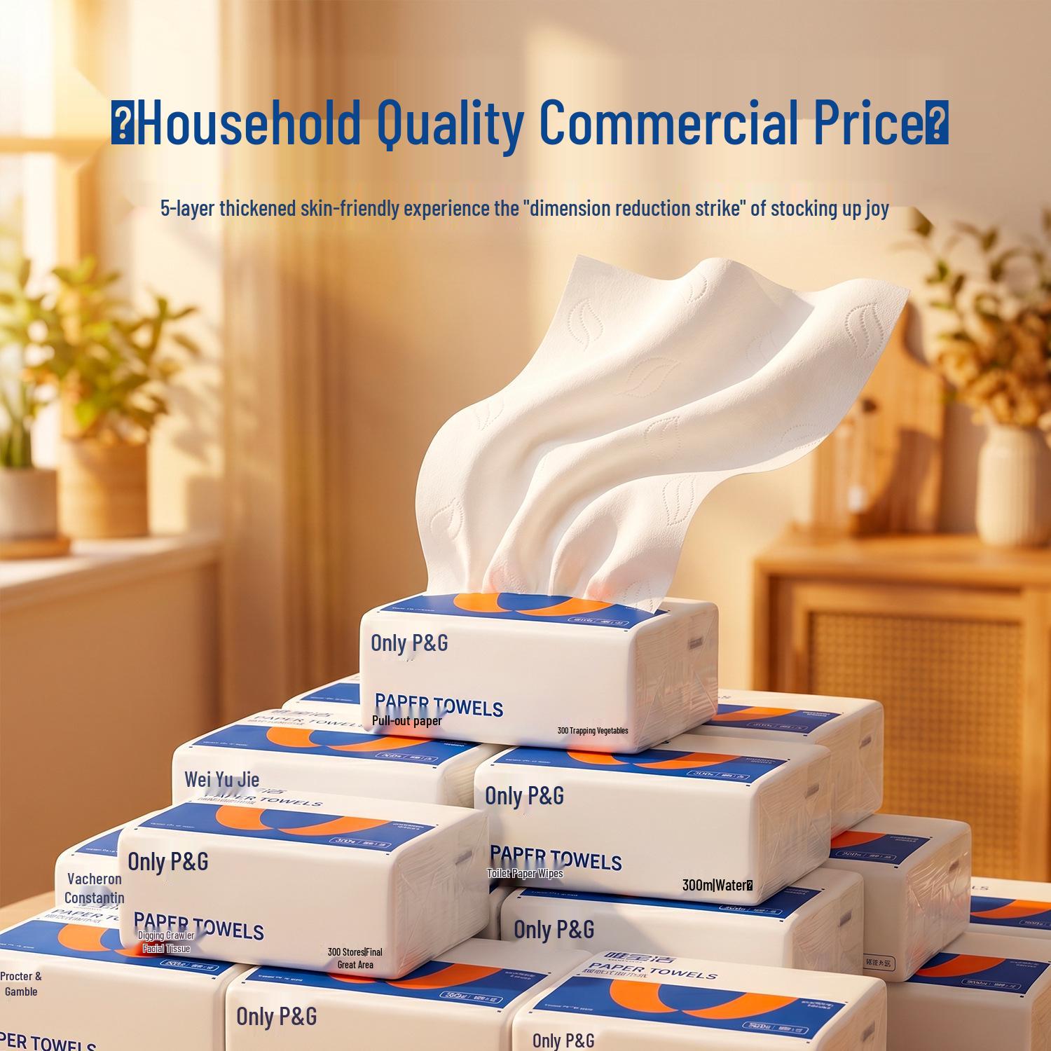 Economical Thickened Facial Tissues Pack - Household Sanitary Napkin Paper 175x128mm