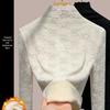 Chic Velvet Lace Top – Women’s Warm Autumn/Winter Half-High Collar Base Layer