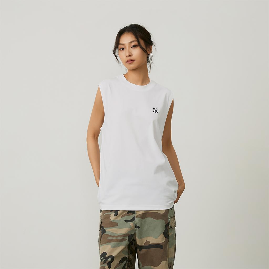 New MLB Base Logo Tank Tops Unisex Ecru 3ATKB0243-50WHS