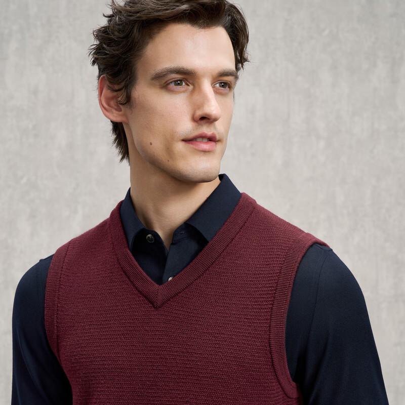 EMZ Erdos Men's 100% Wool V-Neck Knit Sweater