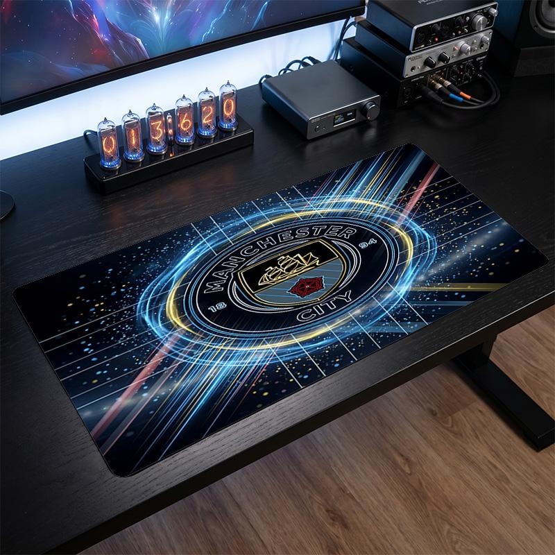 Manchester City Bedrucktes Großes Mauspads, Rutschfeste Weiche Gummi Gaming Schreibtischmatte für Büro Laptop Computer Dekor