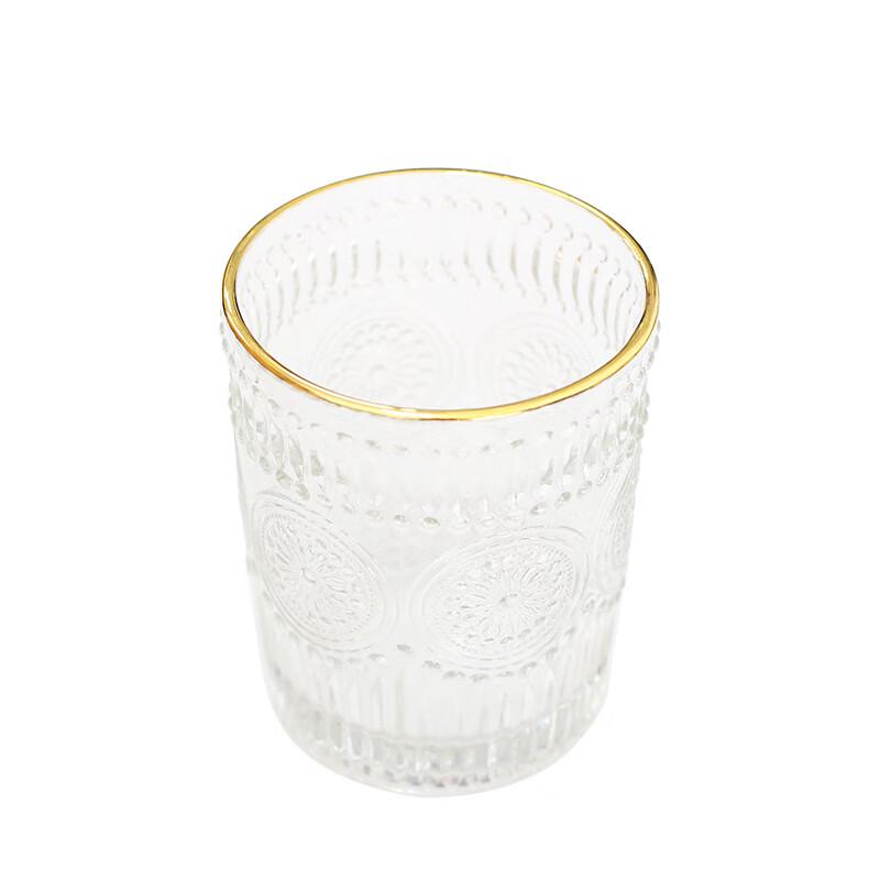 Szklanka INS Styl Słonecznik Wytłaczany Złoty Brzeg