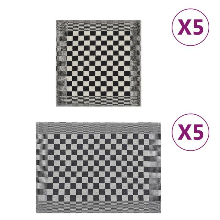 VidaXL Ensemble de Serviettes 10 pcs, Torchons Absorbants de Séchage, Chiffons de Nettoyage, Essuie-mains de Cuisine Salle 136291