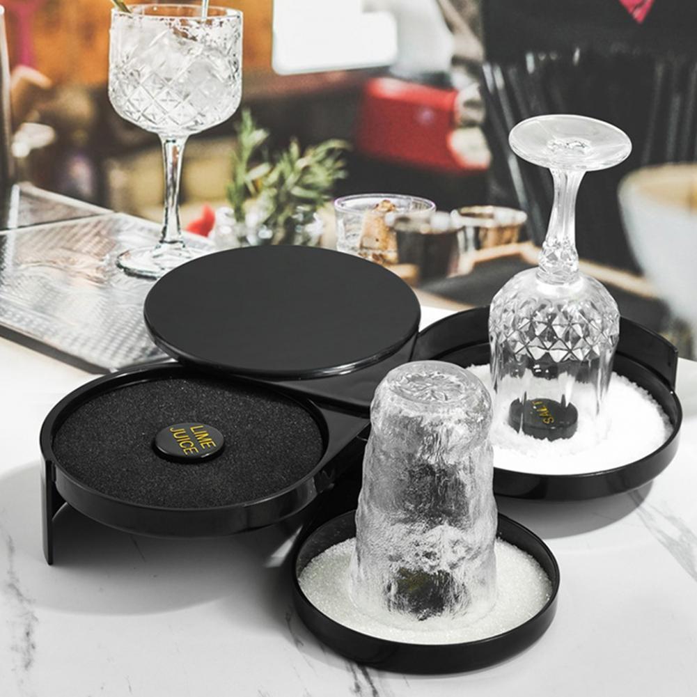 Bar Glass Crusher with Triple-divided Design Margarita Salt Rimmer with 3-ply Tumbler Cocktail for Glass for Margaritas