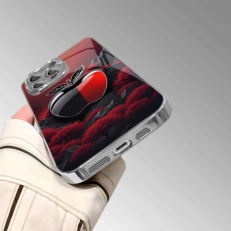 Kreatives Schwarz-Rot Für Apple Muster Glas Galvanisiert Handyhülle Für iPhone 17 16 15 14 13 12 11 Pro Max Plus 16E 17Air Hülle