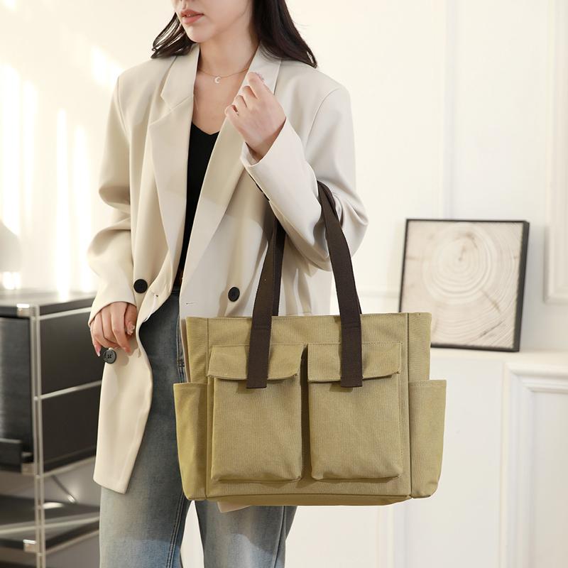 Vintage Canvas Messenger Bag for Women - Multi-Pocket Waterproof Satchel, Durable Crossbody Bag for Outdoor Travel & Daily Commute