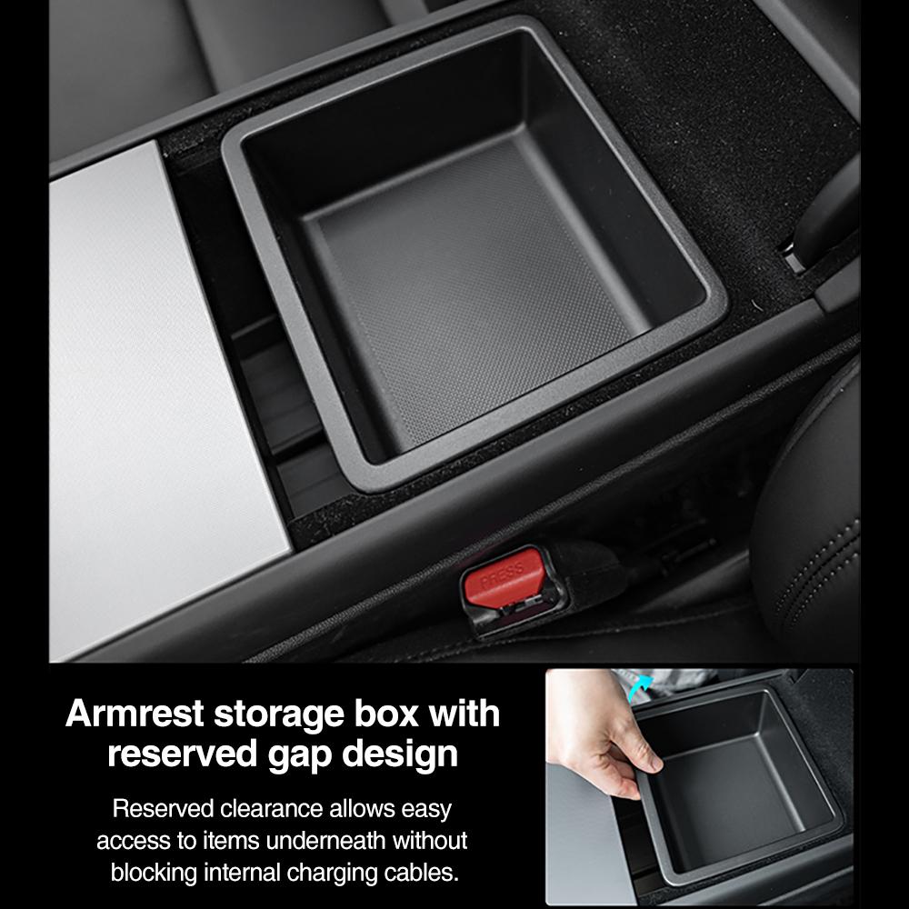 Heenvn 3Pcs For Tesla Model Y Juniper Model YL 2025 2026 ABS Car Center Console Armrest Double-layer Storage Box Organizer Cover