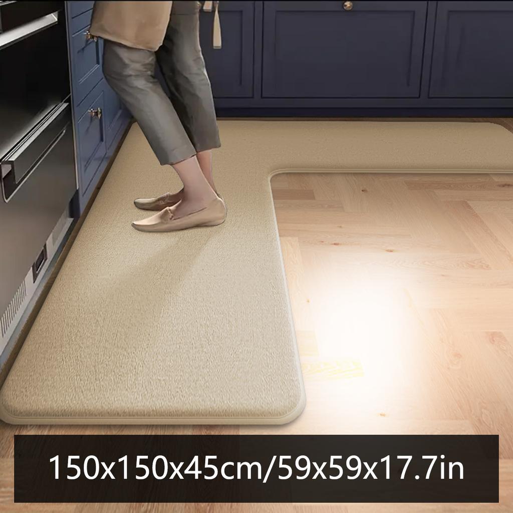 Solid Color Kitchen Corner Carpet Absorbent Floor Mat Simple L-shaped Non-slip Floor Mat Bathroom Door Mat Bathroom Foot Mat