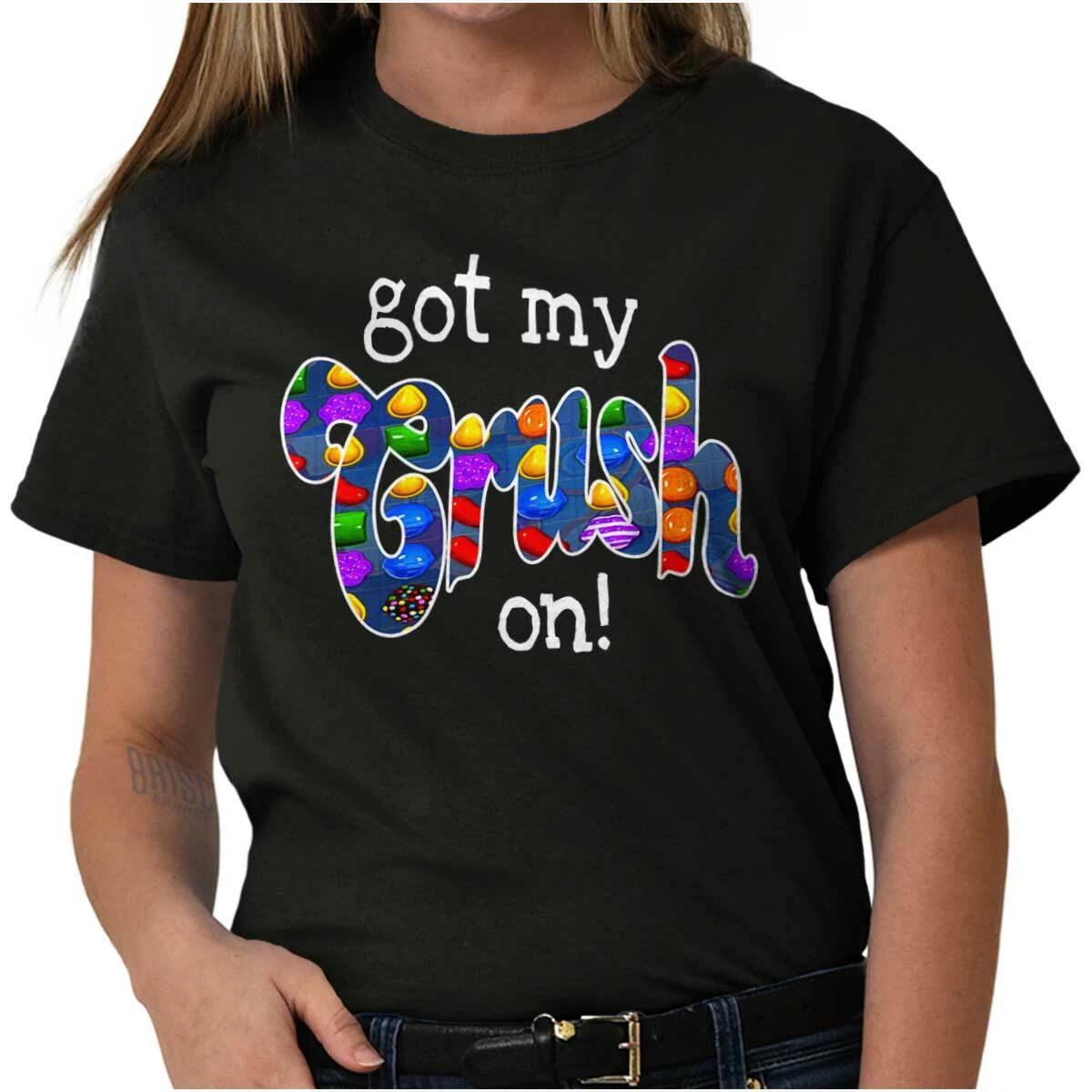 Crush On You Funny Dating Flirting Graphic Womens Graphic Crewneck T Shirt Tee XXXL