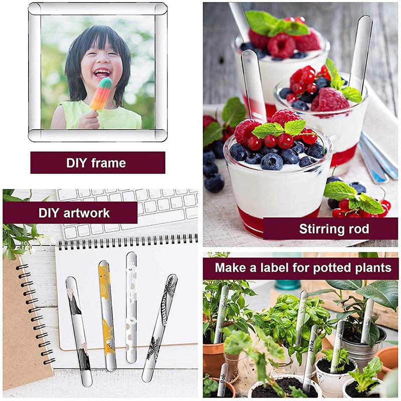 20Pcs Reusable Ice Cream Sticks Acrylic Popsicle Stick Clear Acrylic Ice Cream Sticks DIY Crafts BJL004