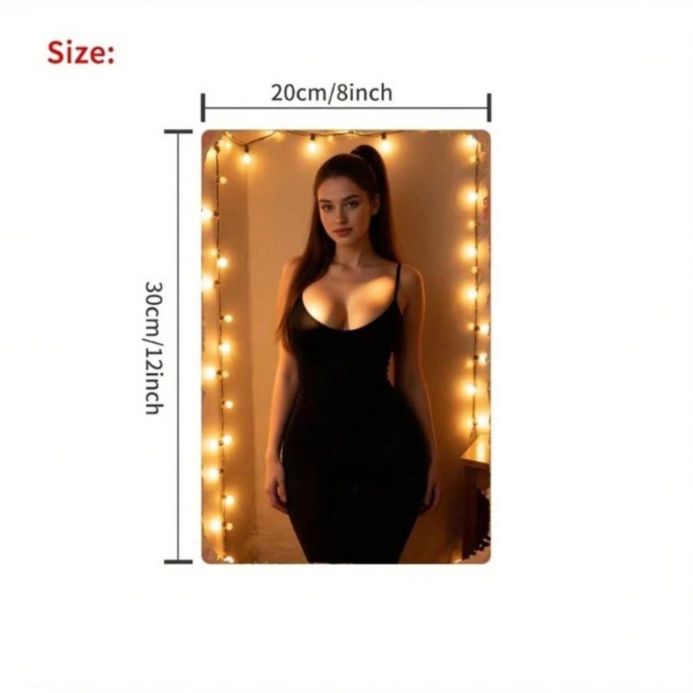 Black White Woman Silhouette Metal Wall Art 20x30cm Vintage Tin Sign Decor for Living Room Cafe Gift