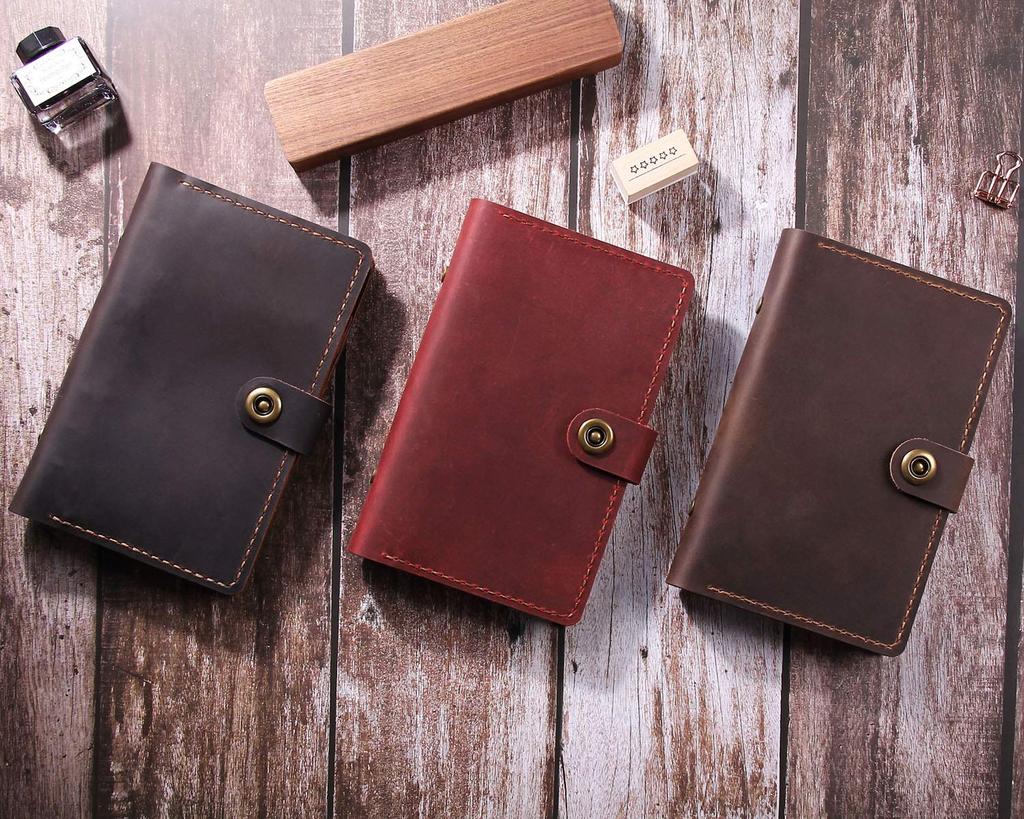 ROTERDON System Notebook A6 Leather 2025 6 Holes with Refills Loose Leaf Standard Cover Leather Hand Stitched Original 3 Colors Notebook Memo Pad Card