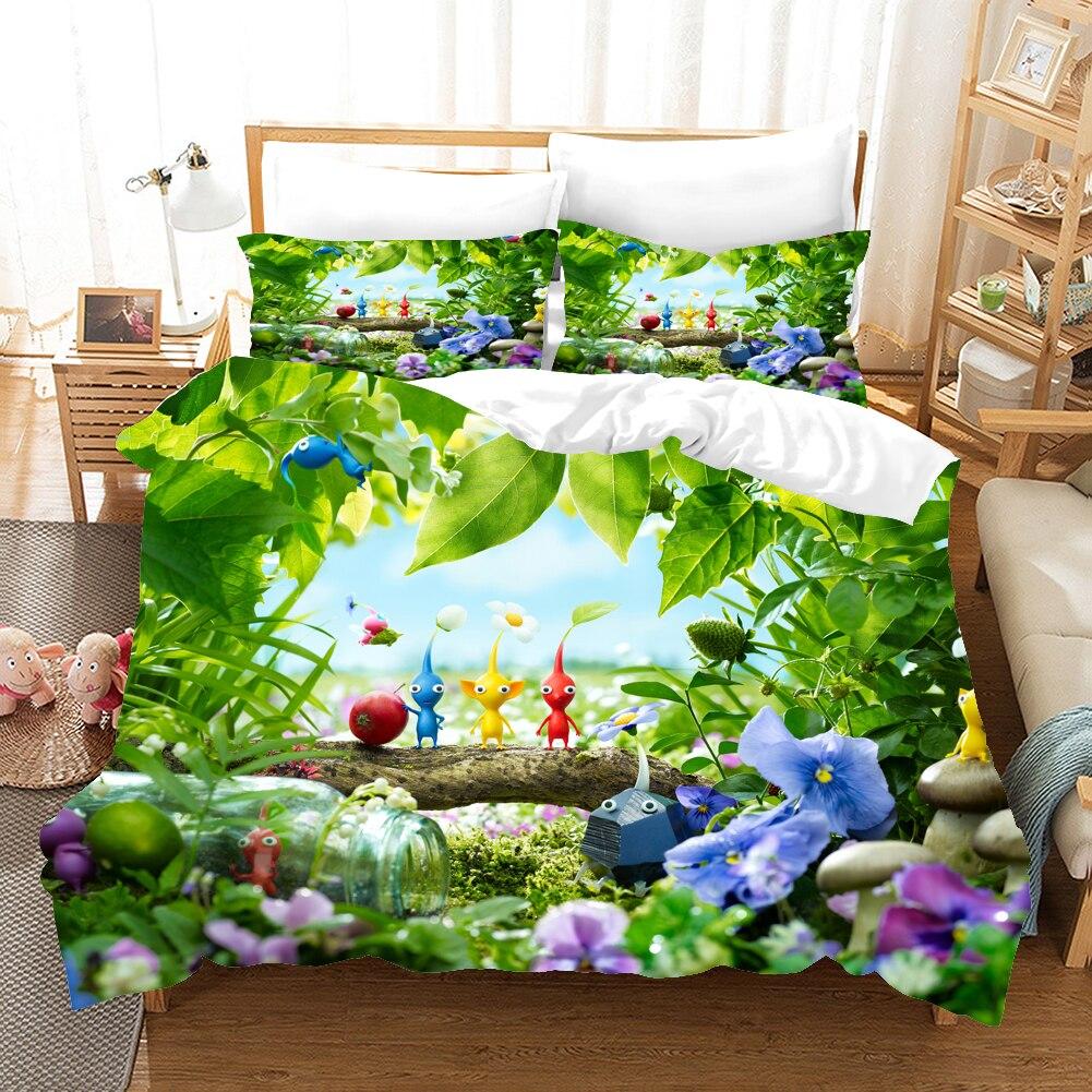 3D Printed Pikmins Game Bedding Set Boys Girls Twin Queen Size Duvet Cover Pillowcase Bed Kids Adult Fashion Home Textileextile