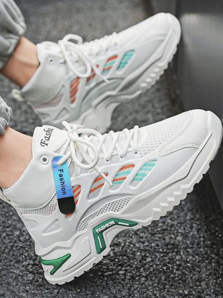 High Top Mesh Upper Breathable Thick Platform Men's Casual Sneakers Basketball Trends Low Price High Quality Male Sports Shoes