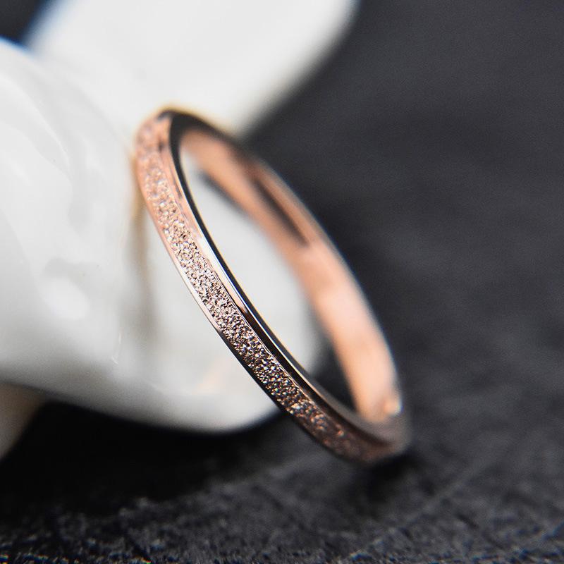 JeeMango Vintage 2mm Frosted Stainless Steel Ring Silver/Rose Gold Color Engagement Wedding Rings Jewelry For Women JR19158